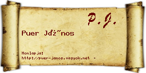 Puer János névjegykártya